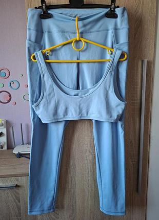 Жіночій блакитний спортивний костюм для фітнесу комплект лосіни топ infinite розмір xl