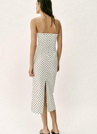 Zara -50% 💛 платье белое в горохи s, m, l