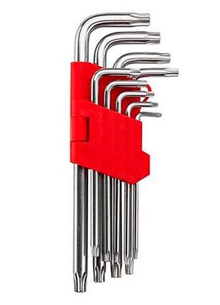 Набор torx ключей intertool 9 шт. с отверстием удлиненные (ht-0606)
