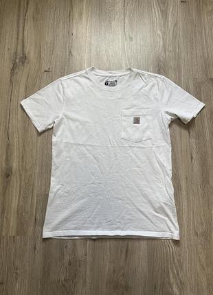 Оригінальна футболка carhartt wip pocket t-shirt / біла футболка кархарт з кишенею
