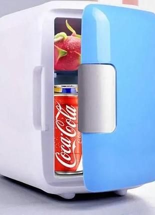 Автохолодильник портативний 4л в прикурювачі car refrigerator ly-898 білий з блакитним