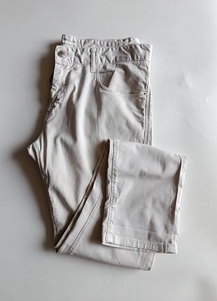 Брюки чинос джинсового покроя zara slim fit молочные р. 34