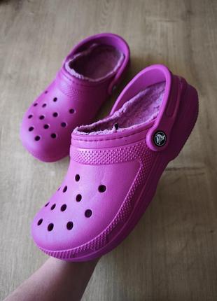 Крутые женские утеплённые шлепанцы сабо crocs, оригинал,  m6-w8(38-39).