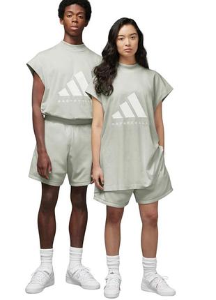 Костюм adidas basketball 🏀 хлопковая футболка удлиненная и шорты оверсайз унисекс