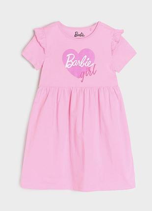 Хлопковое розовое платье sinsay barbie барби 128 для девочки