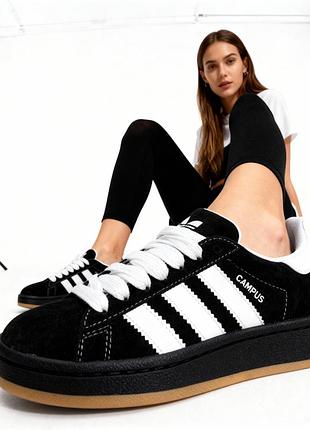 Молодіжні жіночі чорні кросівки adidas campus 04572