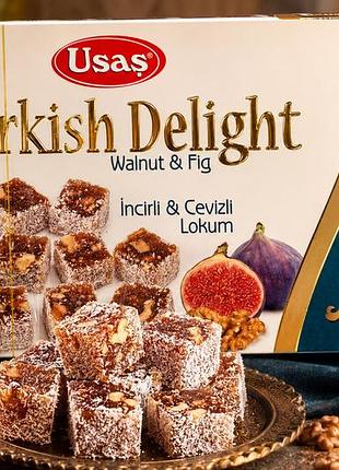 Лукум турецький usaş з інжиром та волоським горіхом 350 г turkish delight incirli cevizli lokum