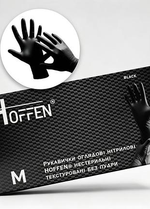 Перчатки нитриловые hoffen black (m) без пудры плотность 3.5 г, пара