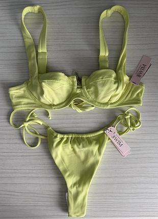 Купальник роздільний victoria’s secret топ 34a (75а), плавки стрінги розмір s. вікторія сікрет