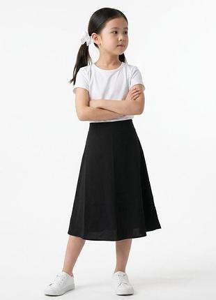 Черная шелковая детская юбка 110-116 см (5-6 лет)
