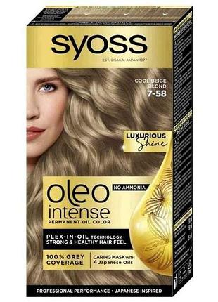 Фарба безаміачна для волосся oleo intense 7-58 холодний русявий тм syoss
