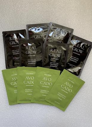 Reted green пробники, шампунь anti hair loss, маска avocado
