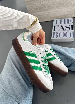 Жіночі кросівки adidas samba platform white/green