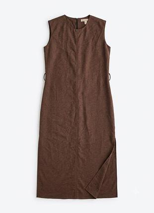 Лаконічна коричнева сукня-футляр forever 21 з розрізом, розмір xs/s