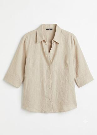 Лляна сорочка h&m з рукавом 3/4, 100% льон, розмір м/l (eur 38/40)
