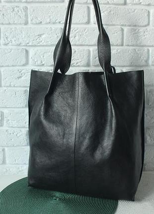 Большая сумка шоппер из натуральной кожи real leather