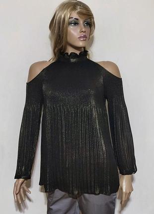 Плиссированная блуза lauren ralph lauren с золотистыми металлизированными нитями/15034/