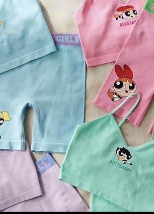 Безшовний комплект топ і велосипедки від primark powerpuff girls