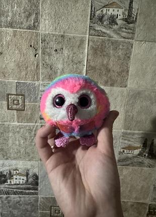 М'яка іграшка ty puffies у формі різнокольорової сови на ім'я twiggy (або оуен).