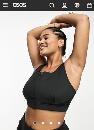 Спортивний бюстгальтер asos 4505 curve icon із блискавкою спереду забезпечує високий рівень підтримки.
