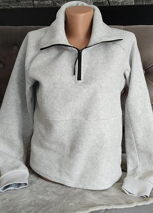 Сіра флісова кофта на блискавці 3/4 h&m sport