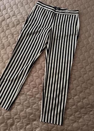 Якісні трикотажні вкорочені брюки в смужку/полоску zara basic розмір с