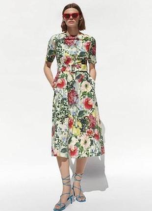 Стильне котонове плаття в принт zara