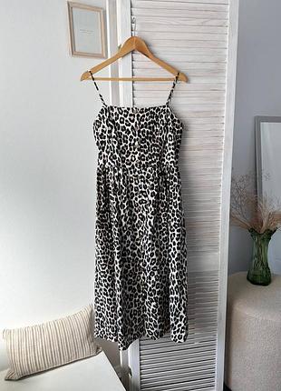 Плаття льон бавовна леопард h&m