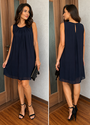 Платье h&amp;m черная шифоновая плиссе s oversize