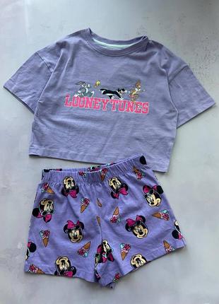 Пижама на девочку летняя looney tunes/minnie mouse primark р.122 см (6-7 лет)