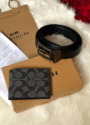 Подарунковий набір coach ремінець+гаманець
