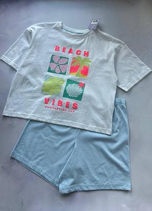 Пижама на девочку летняя пляжная beach vibes от primark р.158 см (12-13 лет)