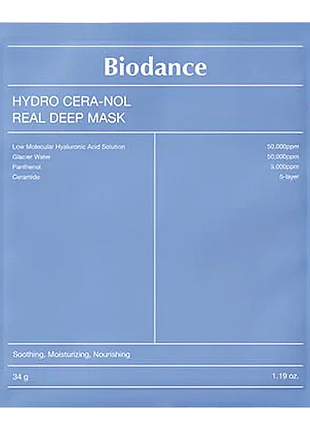 Гидрогелевая маска с керамидами и пантенолом biodance hydro cera-nol real deep mask (1 шт)