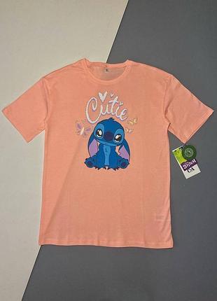 🎀 персикова футболка-сукня зі стічем | стіч / stitch | c&a