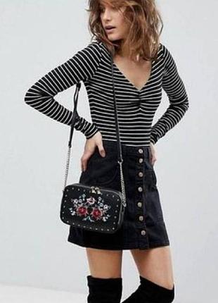 Джинсова спідниця на ґудзиках stradivarius eur 34 uk 6