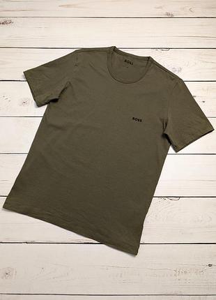 Мужская базовая футболка hugo boss оригинал хуго босс зеленая хаки