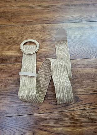 Плетений пояс raffia соломка бежевий широкий boho