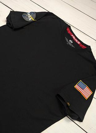 Чоловіча чорна котонова футболка alpha industries оригінал