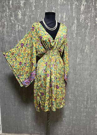 Сукня  міді кімоно в стилі бохо 100% шовк ,boho silk,барселона ,іспанія