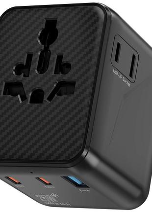 Сетевой универсальный переходник wiwu ua011 warrior gan 25w + 1usb-a/2c