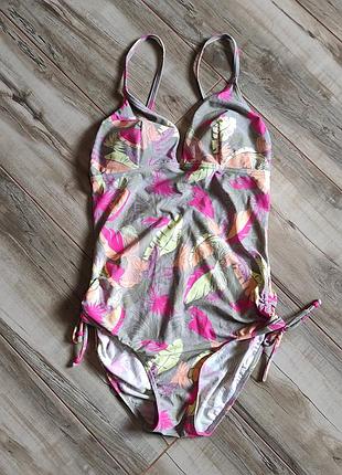 Яскравий суцільний купальник тропічний принт debenhams, розмір xxl (18l / euro 46l)