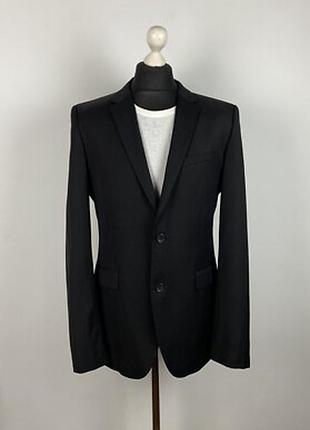 Черный шерстяной жакет/48/ brend marzotto