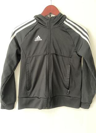 Олімпійка худі adidas оригінал чорна дитяча спортивна кофта з капюшоном на замок