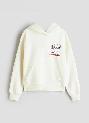 Подростковое теплое худи для девочки h&m 146-152 см кремовое (26062204b)
