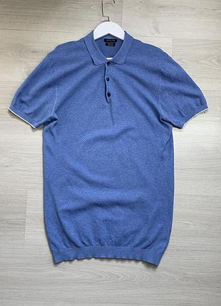 Чоловіче чудове трикотажне поло massimo dutti бавовняне преміум в'язане стильне casual оригінал розмір l-xl ua 52-54 класична