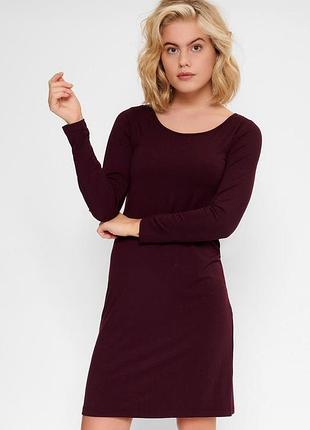 Базова бавовняна сукня кольору марсала/ m/ brend h&m