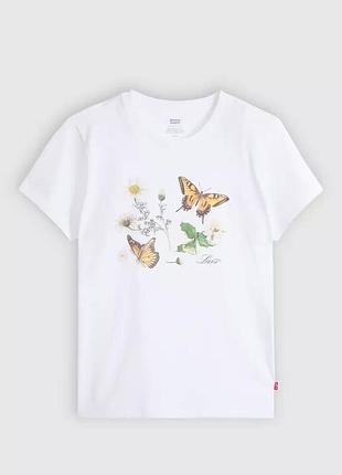 Футболка levi's perfect t-shirt з метеликами, біла, xl