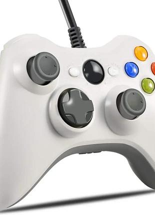 Джойстик проводной геймпад x360 и пк controller белый/черный