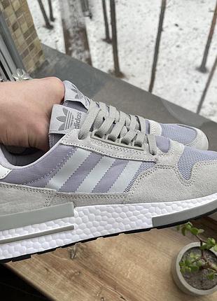 Сірі кросівки унісекс adidas zx 500 grey white x адідас 44