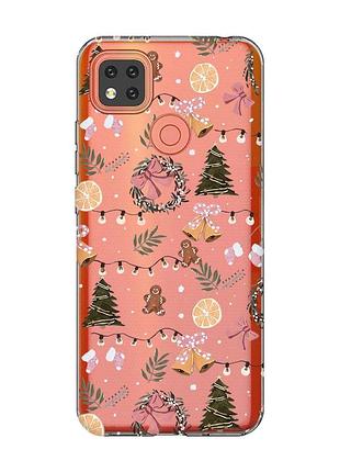 Прозорий чохол для xiaomi redmi 9c/10a новорічний фон (принт 425)